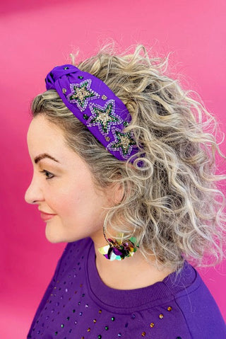 *Headband Knot - Mardi Gras Sparkle Star