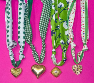 Spring Scarf Necklace - Greens