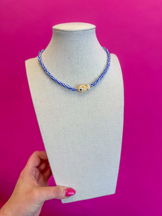 Beaded Fish Necklace - Blue