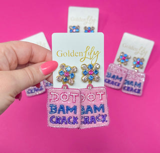 Mahjong Beaded Dot, Crack, Bam Earrings