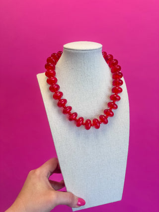 Circle Bauble Ball Necklace - Red