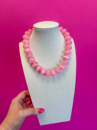 Circle Bauble Ball Necklace - Pink