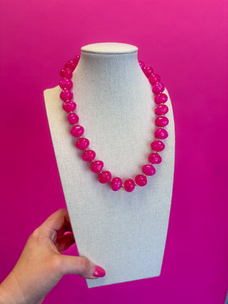 Bauble Bead with Gold Bead Necklace - Pink