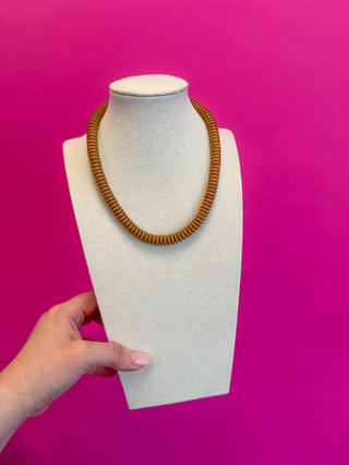 Statement Beaded Necklace - Tan