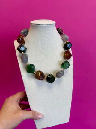 Chunky Beaded Necklace - Green