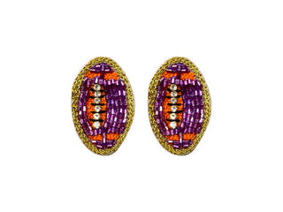 Football Stud Earrings - Purple and Orange
