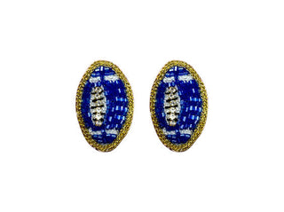 Football Stud Earrings - Blue and White