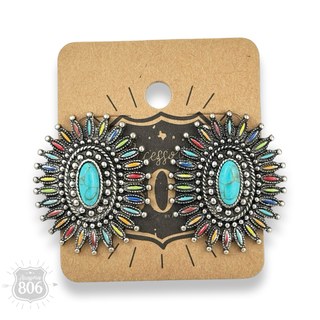 Southwest oval post earring - LC