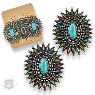 Southwest oval post earring - LC