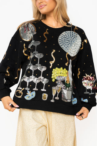 QOS Black Champagne Tower NYE Icon Sweatshirt