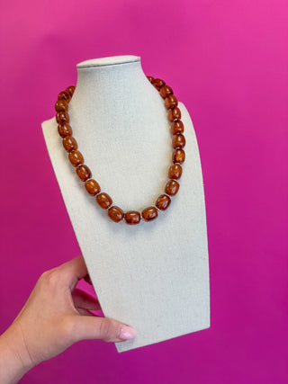 Bauble Bead Magnetic Necklace - Brown