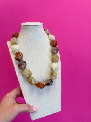 Chunky Beaded Necklace - Brown