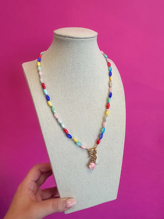Fish Necklace with Dainty Bead - Multi