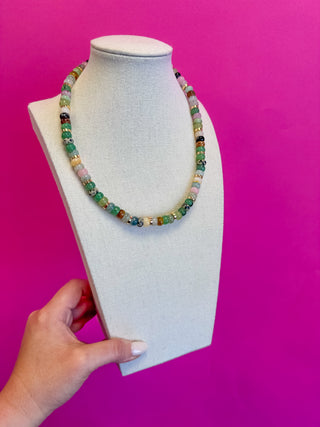 Mix Bead Necklace - Green/Brown