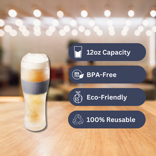 Unbreakable Double Wall Insulated Freezable Beer Glasses Single Large 12 Oz Reusable Pilsner Shatter