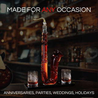 Saxophone Whiskey Wine Decanter 34 Oz Decanter Set With Two 10 Oz Whisky Glasses Bourbon Scotch Liqu