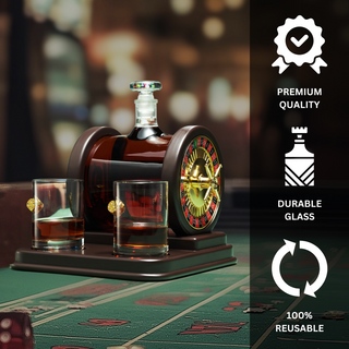 Casino Roulette Whiskey Decanter For Men Husband Him 67 6 Oz Decanter With 2 X 10OZ Dice Whiskey Gla