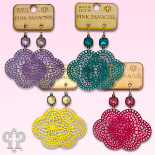 Lace design clover earring with Austrian crystal - LC