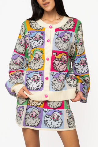 QOS Pastel Colorblock Santa Knit Skirt