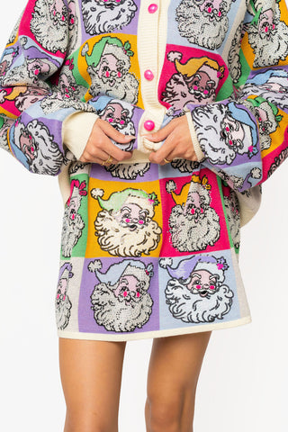 QOS Pastel Colorblock Santa Knit Skirt
