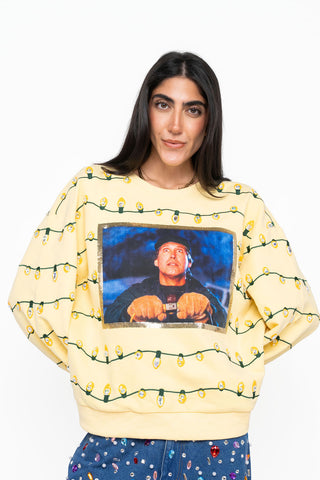 Qos Licensed Yellow Sequin String Lights Clark Griswold Screenprint Sweatshirt Queen Of Sparkles