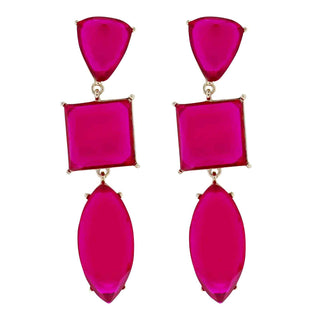Hot Pink Large Crystal Earrings