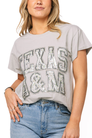 QOS Licensed Texas A&M Floral Initial Tee