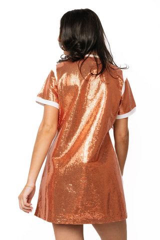 QOS Licensed Texas Full Sequin Mascot Tee Dress