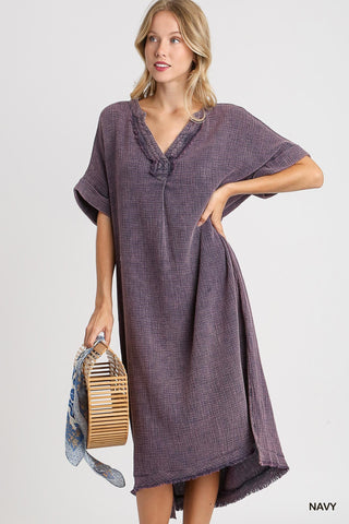 Mineral Washed Navy Dress
