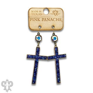 Blue cross earring with Austrian crystal, last call