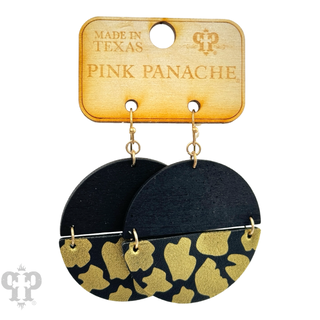 Wood circle, animal print earring, last call