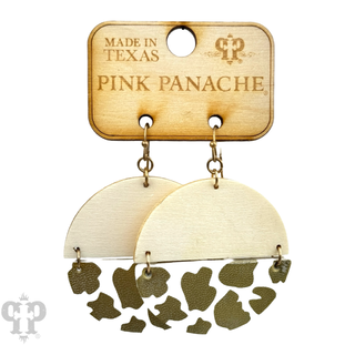 Wood circle, animal print earring, last call