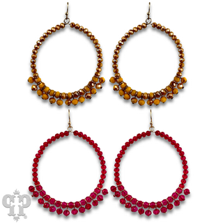 Faceted bead fringe circle shape earring, last call