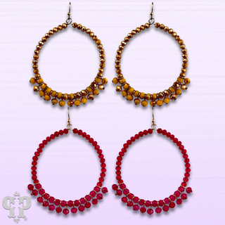 Faceted bead fringe circle shape earring, last call