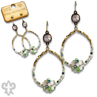 Bead cluster teardrop earring with Austrian crystal, last call