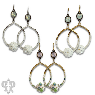 Bead cluster teardrop earring with Austrian crystal, last call