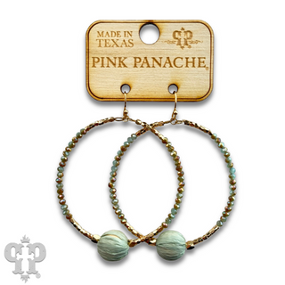 Seed bead circle earring with raffia bead and Austrian crystal - last call