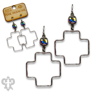 Square cross earring with Austrian crystal - LC