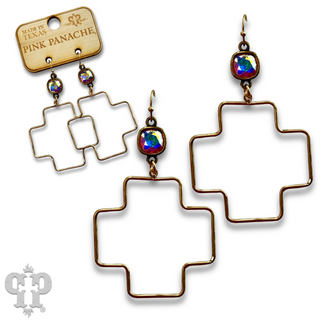 Square cross earring with Austrian crystal - LC