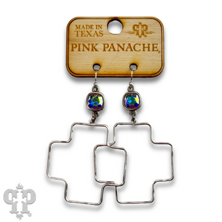 Square cross earring with Austrian crystal - LC