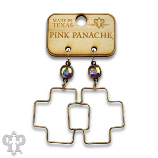 Square cross earring with Austrian crystal - LC