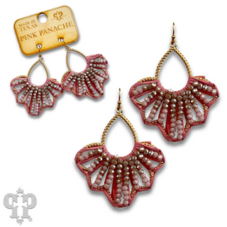 Raffia and faceted bead teardrop earring - LC