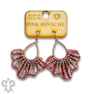 Raffia and faceted bead teardrop earring - LC