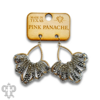 Raffia and faceted bead teardrop earring - LC