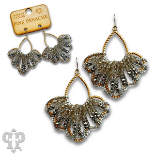 Raffia and faceted bead teardrop earring - LC