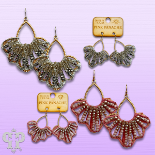 Raffia and faceted bead teardrop earring - LC
