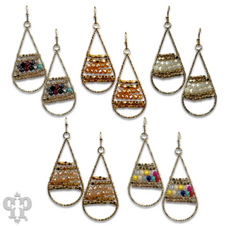 Wire wrapped beads teardrop earring, last call