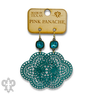 Lace design clover earring with Austrian crystal - LC