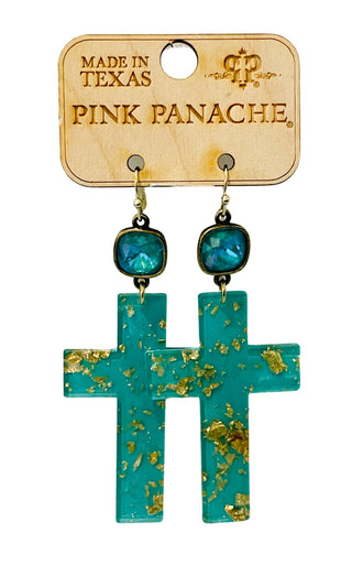 Acrylic neon cross earring with Austrian crystal - LC