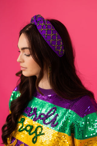 Mardi Gras Sprinkle Bead Headband